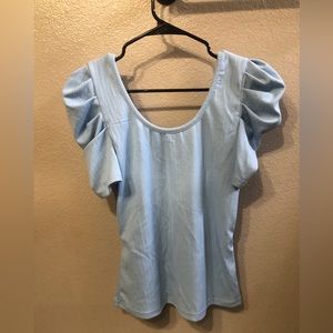 Blue puff sleeve top